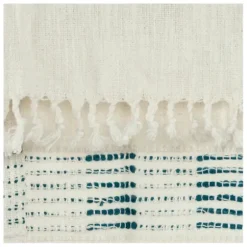 Blankets & Throws-Kirkland's Home Teal And Ivory Woven Stripe Throw Blue/Ivory