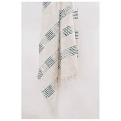Blankets & Throws-Kirkland's Home Teal And Ivory Woven Stripe Throw Blue/Ivory