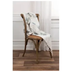 Blankets & Throws-Kirkland's Home Teal And Ivory Woven Stripe Throw Blue/Ivory