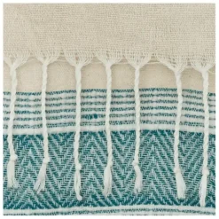 Blankets & Throws-Kirkland's Home Teal And Natural Colorblock Chevron Throw Blue/Tan
