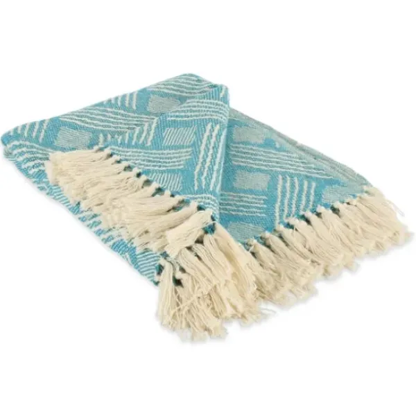 Blankets & Throws-Kirkland's Home Teal Basket Weave Throw Blue