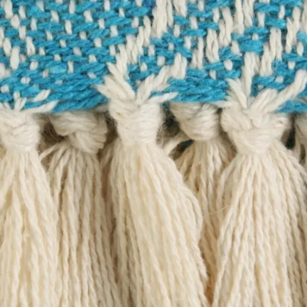 Blankets & Throws-Kirkland's Home Teal Basket Weave Throw Blue