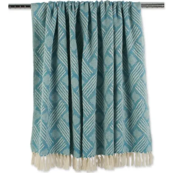 Blankets & Throws-Kirkland's Home Teal Basket Weave Throw Blue