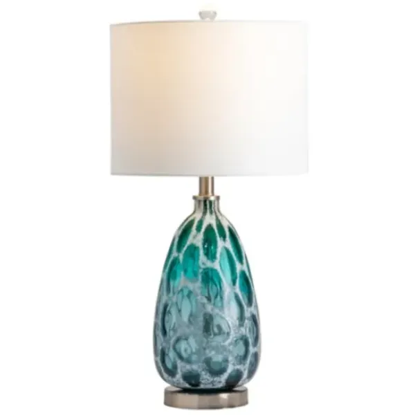 Table Lamps-Kirkland's Home Teal Blue And Nickel Table Lamp White