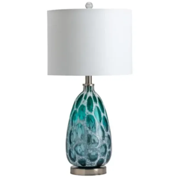 Table Lamps-Kirkland's Home Teal Blue And Nickel Table Lamp White
