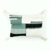 Pillows-Kirkland's Home Teal Braided Color Block Lumbar Pillow Blue/White/Black