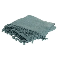 Blankets & Throws-Kirkland's Home Teal Cable Knit Tassel Throw Blue