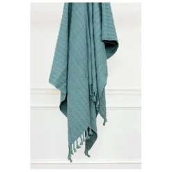 Blankets & Throws-Kirkland's Home Teal Cable Knit Tassel Throw Blue