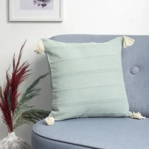 Pillows-Kirkland's Home Teal Dobby Loomed Pillow Blue