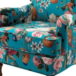 Accent Chairs-Kirkland's Home Teal Floral Classic Accent Chair Blue/Multi