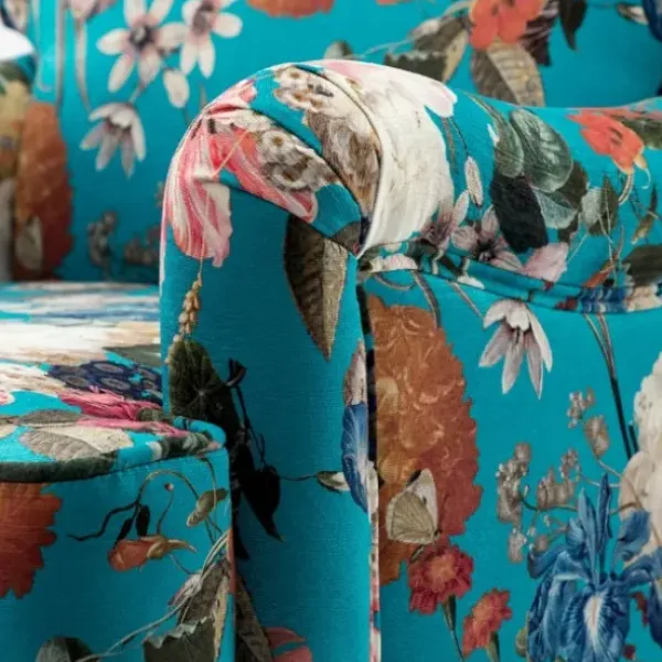 Accent Chairs-Kirkland's Home Teal Floral Classic Accent Chair Blue/Multi