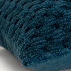 Pillows-Kirkland's Home Teal Looped Cotton Throw Pillow Blue