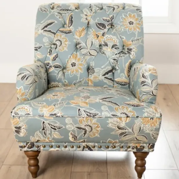 Accent Chairs-Kirkland's Home Teal Rebecca Tufted Accent Chair Blue