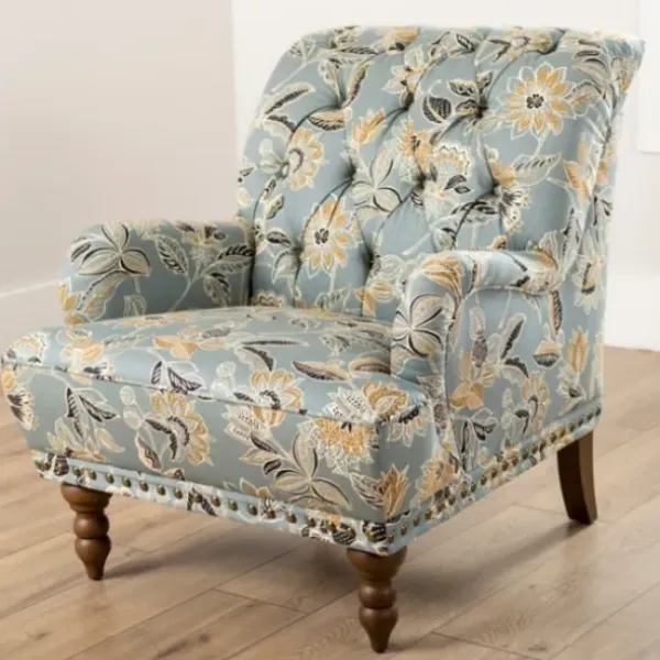 Accent Chairs-Kirkland's Home Teal Rebecca Tufted Accent Chair Blue