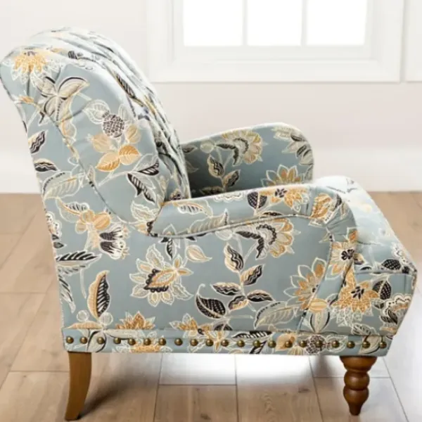 Accent Chairs-Kirkland's Home Teal Rebecca Tufted Accent Chair Blue