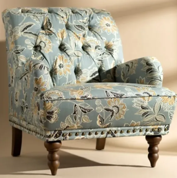 Accent Chairs-Kirkland's Home Teal Rebecca Tufted Accent Chair Blue