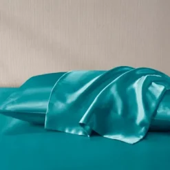 Bed Sheets-Kirkland's Home Teal Satin King 2-Pc. Pillow Case Set Blue