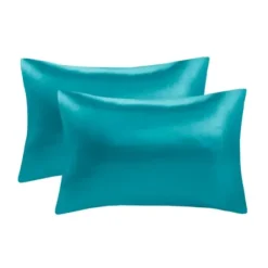 Bed Sheets-Kirkland's Home Teal Satin King 2-Pc. Pillow Case Set Blue