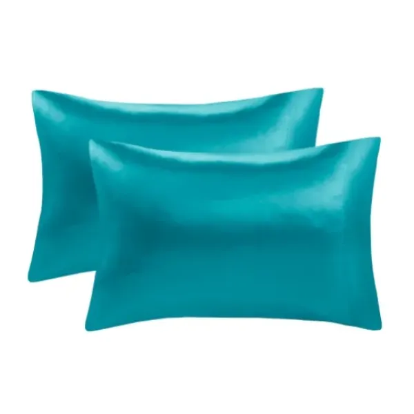Bed Sheets-Kirkland's Home Teal Satin King 2-Pc. Pillow Case Set Blue