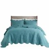 Quilts-Kirkland's Home Teal Scalloped Crinkle 3-Pc. Cali King Quilt Set Blue