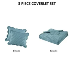 Quilts-Kirkland's Home Teal Scalloped Crinkle 3-Pc. Cali King Quilt Set Blue