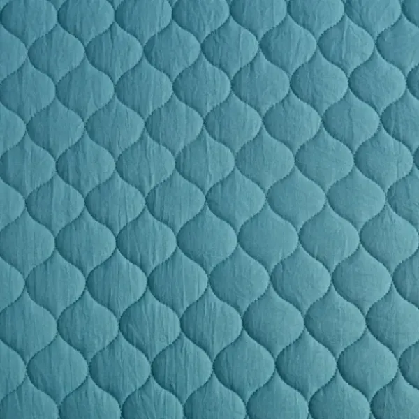 Quilts-Kirkland's Home Teal Scalloped Crinkle 3-Pc. Full/Queen Quilt Set Blue