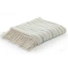 Blankets & Throws-Kirkland's Home Teal Shimmer Stripe Woven Throw Blue/White/Tan
