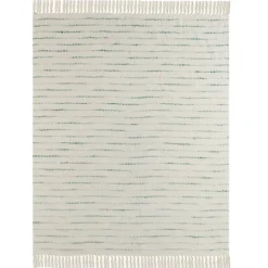 Blankets & Throws-Kirkland's Home Teal Shimmer Stripe Woven Throw Blue/White/Tan