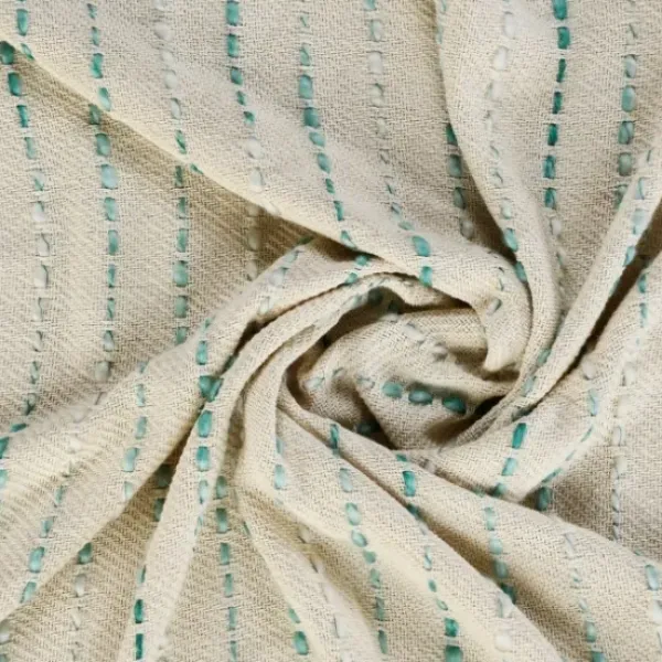 Blankets & Throws-Kirkland's Home Teal Shimmer Stripe Woven Throw Blue/White/Tan