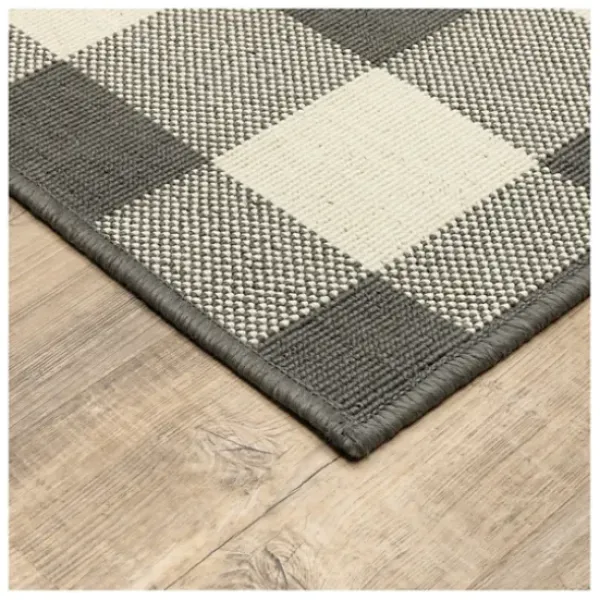 Outdoor Rugs-Kirkland's Home Teal Starfish Border Outdoor Area Rug, 5X7 Blue/Tan/White