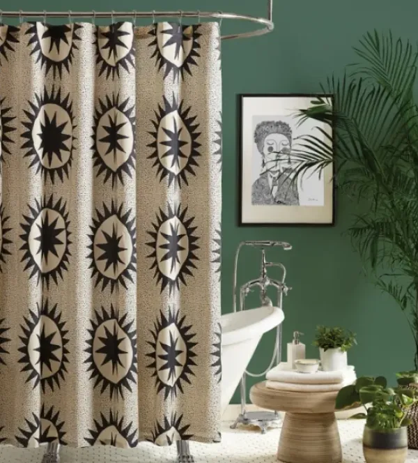 Shower Curtains-Kirkland's Home Teal Waffle Cotton Blend Shower Curtain Blue