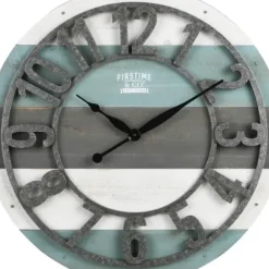 Clocks-Kirkland's Home Teal Wood Plank Wall Clock Blue