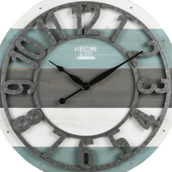 Clocks-Kirkland's Home Teal Wood Plank Wall Clock Blue