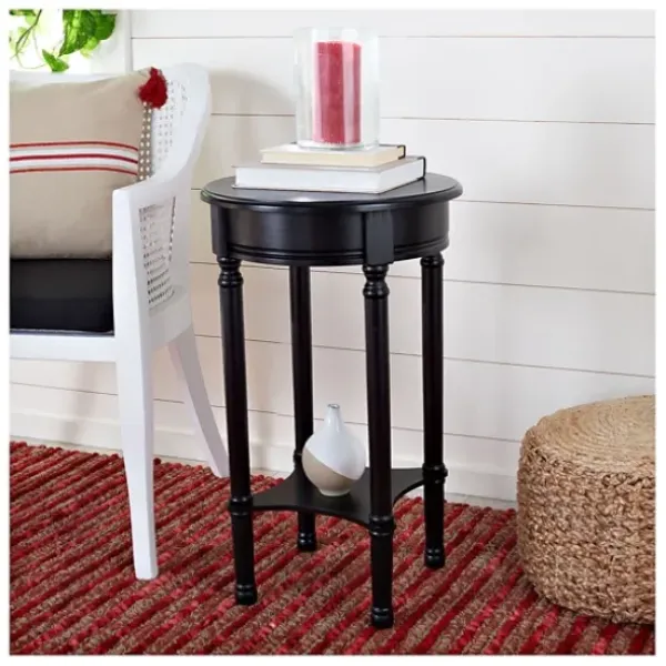 Accent & End Tables-Kirkland's Home Tegan Round Accent Table Black