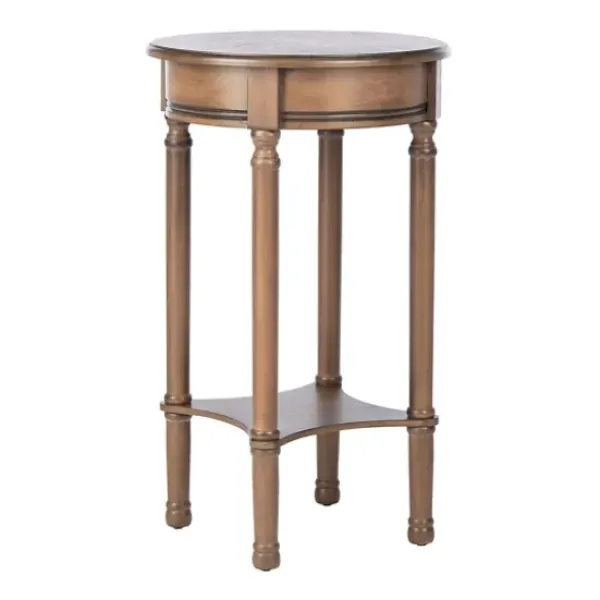 Accent & End Tables-Kirkland's Home Tegan Round Accent Table Brown