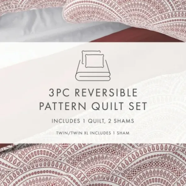 Quilts-Kirkland's Home Terra Scalloped Reversible 2-Pc. Twin Quilt Set Red/White