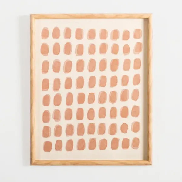 Framed Art-Kirkland's Home Terracotta Paint Dab On Linen Framed Art Print Orange/Tan/Ivory