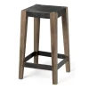 Bar Stools & Counter Height Stools-Kirkland's Home Terry Black Metal And Brown Wood Counter Stool Black/Brown