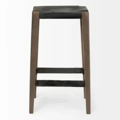 Bar Stools & Counter Height Stools-Kirkland's Home Terry Metal And Wood Cross Braced Bar Stool Black/Brown