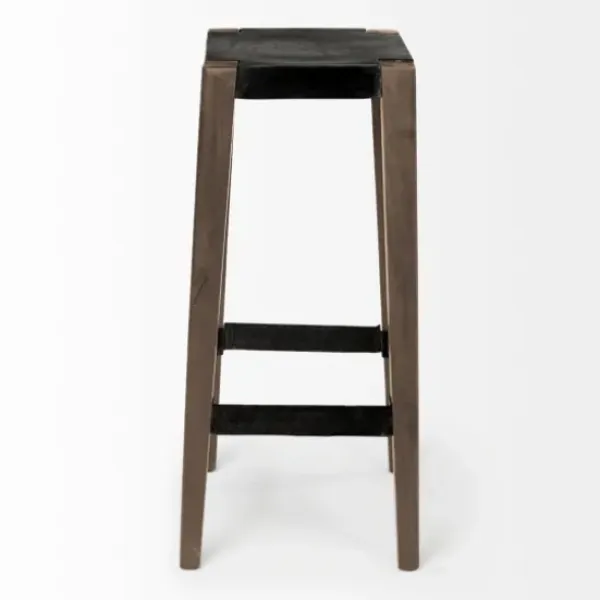 Bar Stools & Counter Height Stools-Kirkland's Home Terry Metal And Wood Cross Braced Bar Stool Black/Brown