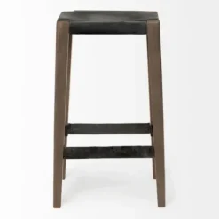Bar Stools & Counter Height Stools-Kirkland's Home Terry Metal And Wood Cross Braced Bar Stool Black/Brown