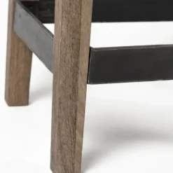Bar Stools & Counter Height Stools-Kirkland's Home Terry Metal And Wood Cross Braced Bar Stool Black/Brown