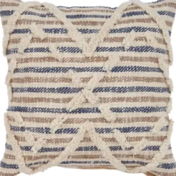 Pillows-Kirkland's Home Textured Blue Stripe Pillow Ivory/Blue