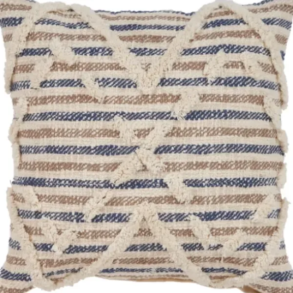 Pillows-Kirkland's Home Textured Blue Stripe Pillow Ivory/Blue