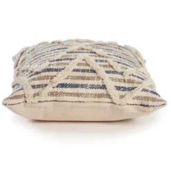Pillows-Kirkland's Home Textured Blue Stripe Pillow Ivory/Blue