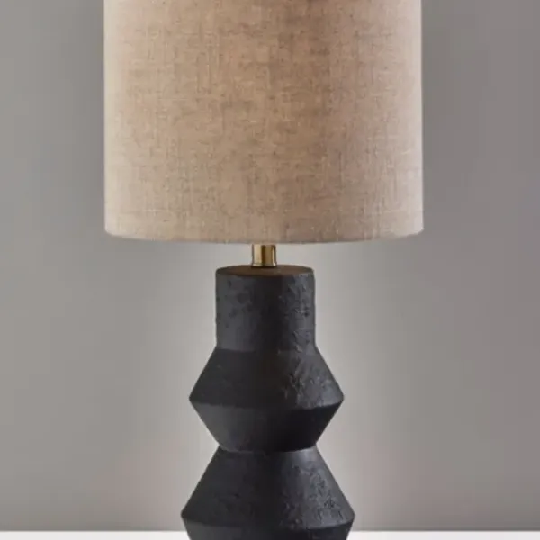 Table Lamps-Kirkland's Home Textured Ceramic Geometric Table Lamp Black