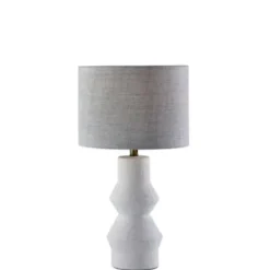 Table Lamps-Kirkland's Home Textured Ceramic Geometric Table Lamp White