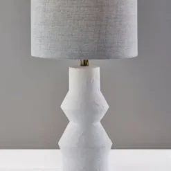 Table Lamps-Kirkland's Home Textured Ceramic Geometric Table Lamp White