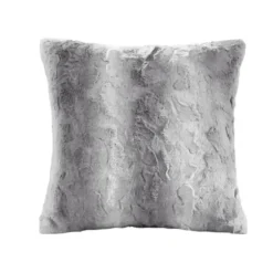 Pillows-Kirkland's Home Textured Faux Fur Pillow Gray