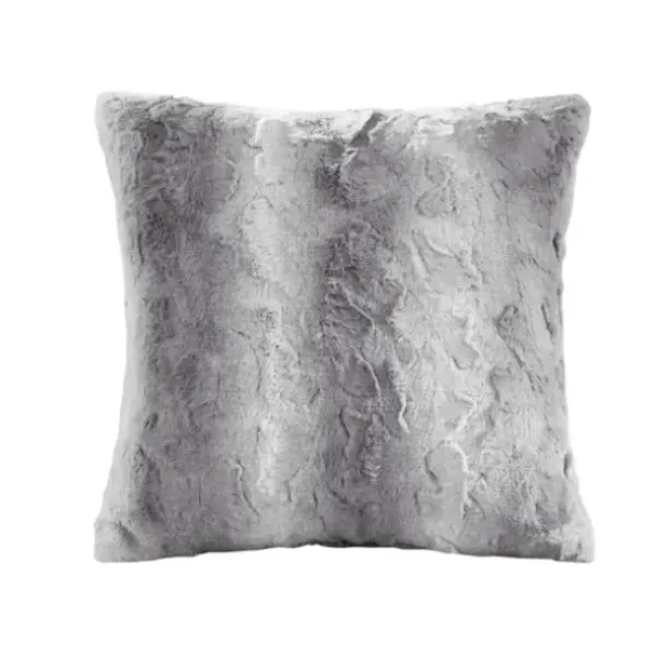 Pillows-Kirkland's Home Textured Faux Fur Pillow Gray